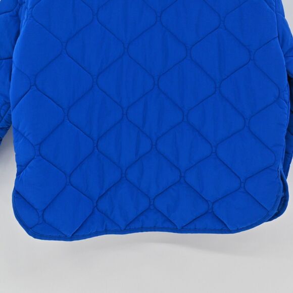 ZARA Jacket Womens Size M Cobalt Blue Quilted Oversized Collarless Utility Retro - Picture 7 of 13
